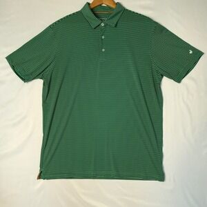 Michael Rouen Men's XL Navy Green Stripe Y2K Retro Performance Golf Polo